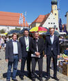 v.l. UB-Vorsitzender Uekermann, Kreisvorsitzender Kreutz, Festredner Ewald Schurer, MdB, und 1. Bürgermeister Edbauer
